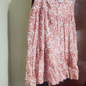 Banana Republic Pink Midi A-Line Skirt with Ruffled Tiers